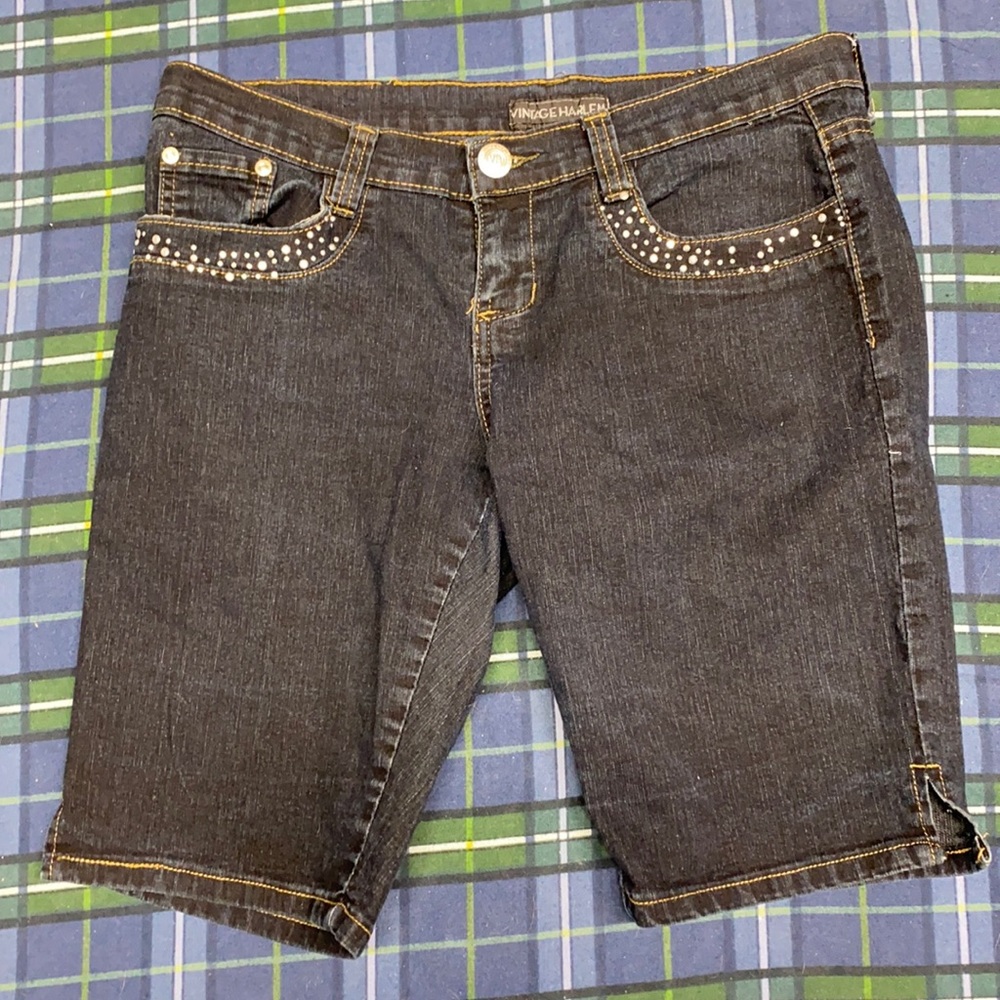 Vintage Harlem Black Jeans shorts 30 inch waist. Super Excellent Condition